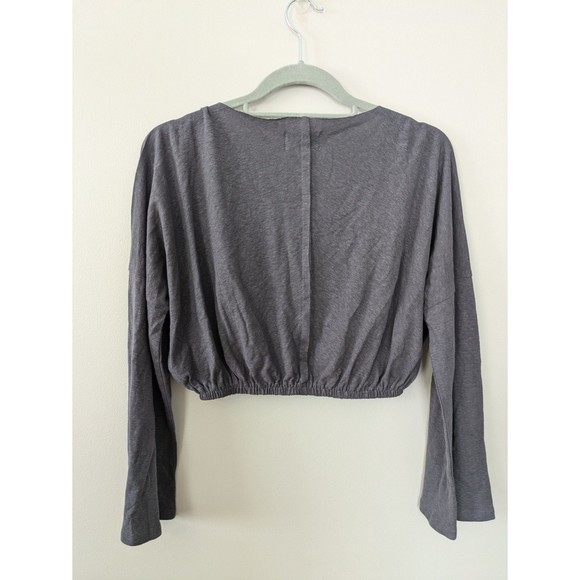 Bare by Charlie Holiday Navy Crop Top Lounge Sweater Bell Sleeve Hemp Small $99 - Picture 5 of 9